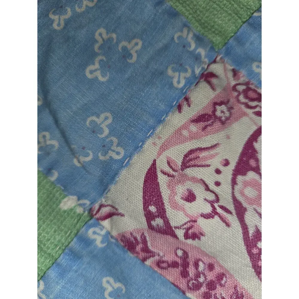 Vintage Handmade Patchwork Trip Around The World Quilt 87